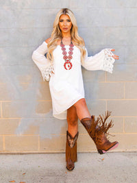Thumbnail for Lace Talk About It Tunic Dress - White-Dresses-Southern Fried Chics