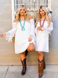 Thumbnail for Lace Talk About It Tunic Dress - White-Dresses-Southern Fried Chics