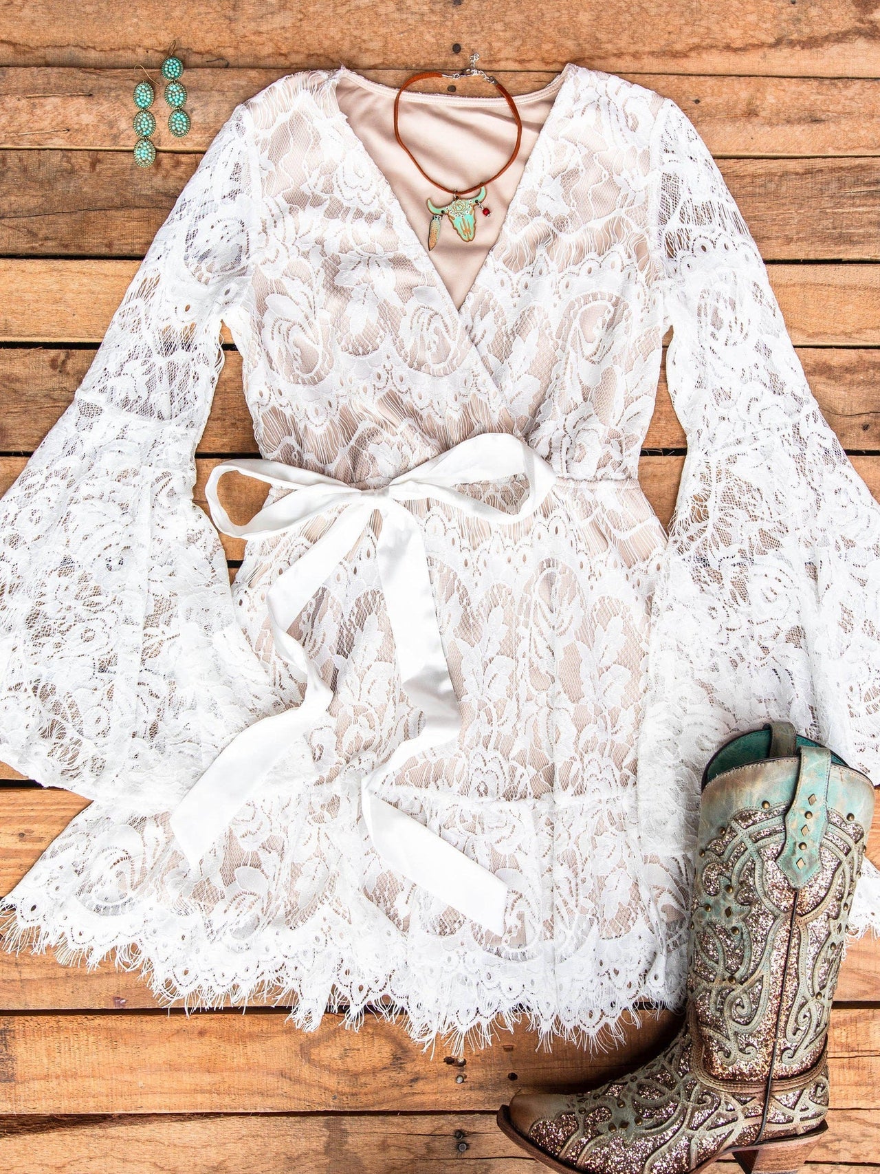 Lacey Belle Dress - White-Dresses-Southern Fried Chics