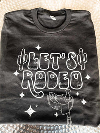 Thumbnail for Lets Rodeo Stars And Saddle Tee - Charcoal-T Shirts-Southern Fried Chics