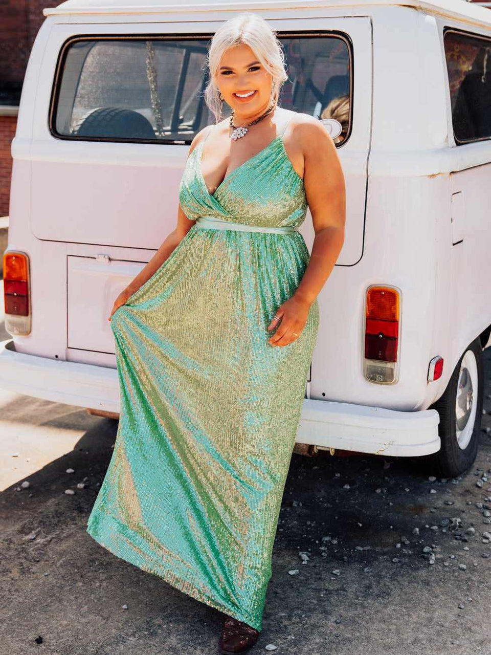 Livin' The Dream Dress - Mint Sequin-Dresses-Southern Fried Chics