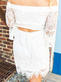 Thumbnail for Locked in Lace Off Shoulder Dress - Ivory with Neutral Lining-Dresses-Southern Fried Chics