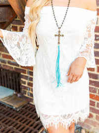 Thumbnail for Locked in Lace Off Shoulder Dress - Ivory with Neutral Lining-Dresses-Southern Fried Chics