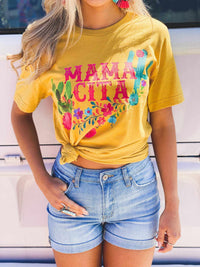 Thumbnail for Mamacita with Cactus Tee - Mustard-T Shirts-Southern Fried Chics