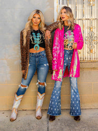 Thumbnail for Neon Native Sequin Blazer - Pink-Jacket-Southern Fried Chics