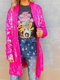 Thumbnail for Neon Native Sequin Blazer - Pink-Jacket-Southern Fried Chics
