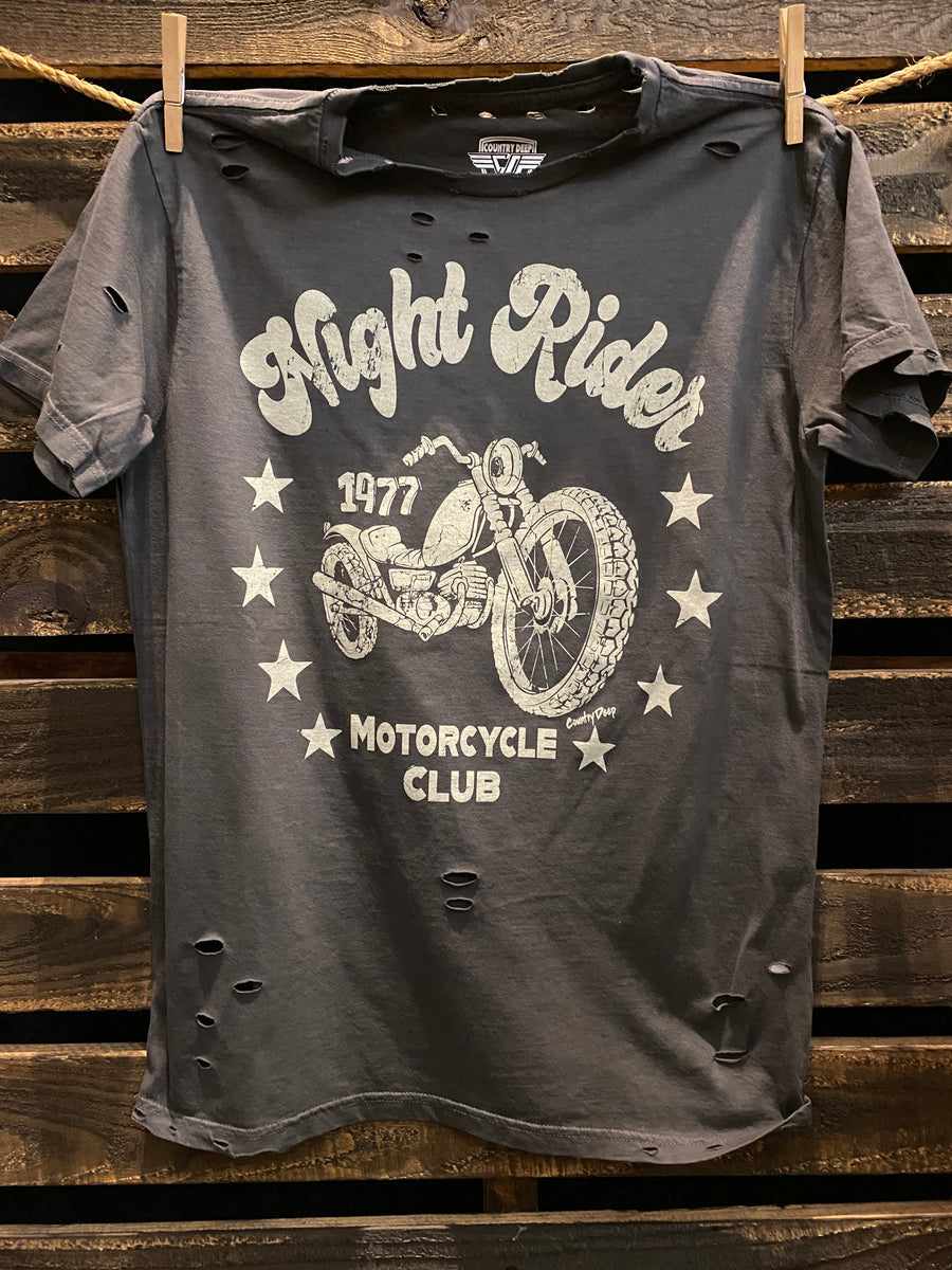 Night Rider Distressed Tee-T Shirts-Southern Fried Chics