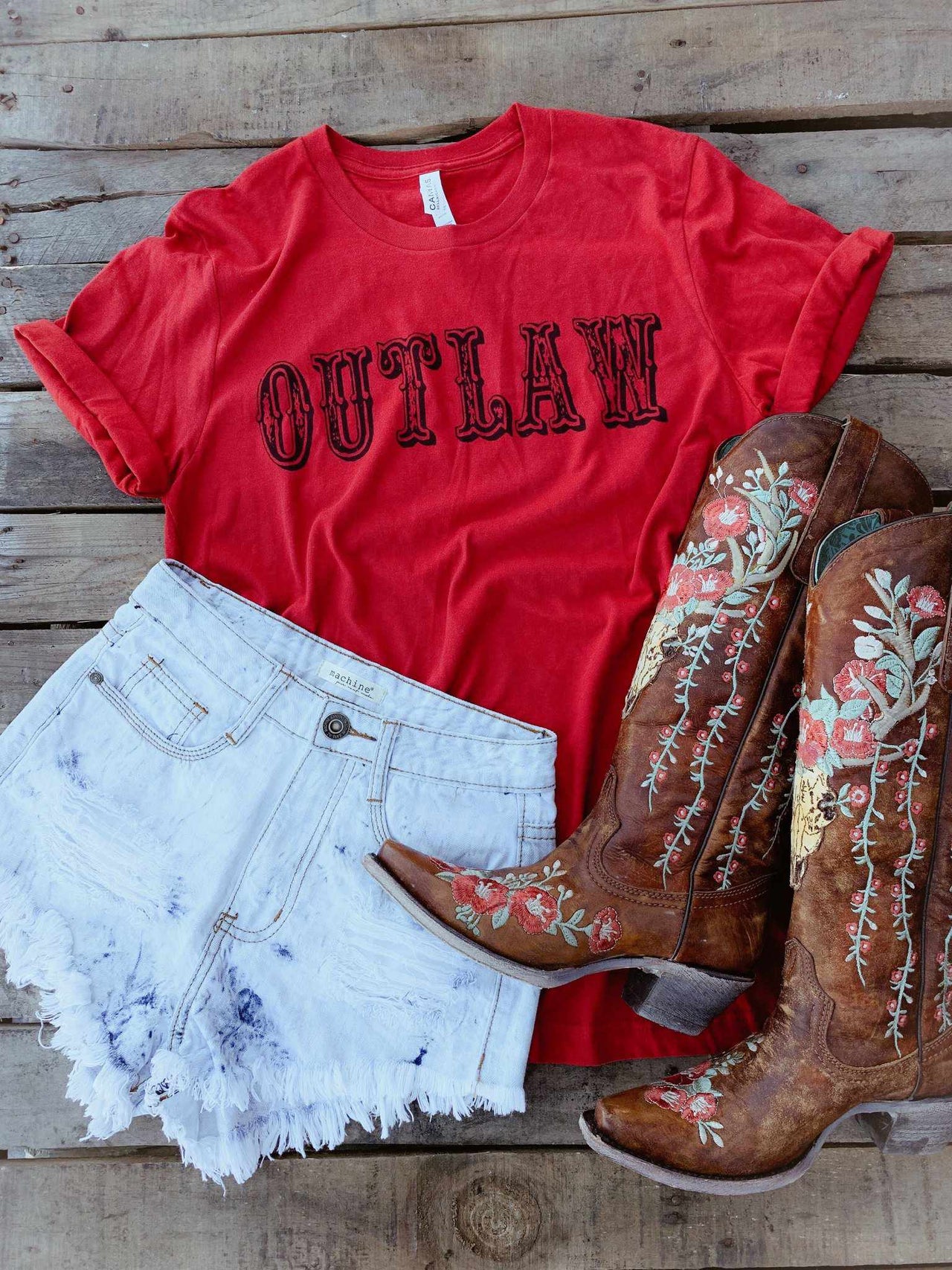 Outlaw Tee - RED-T Shirts-Southern Fried Chics