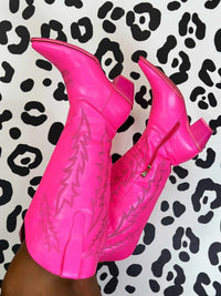 Thumbnail for The Neon Cowgirl Wide Boots - Pink