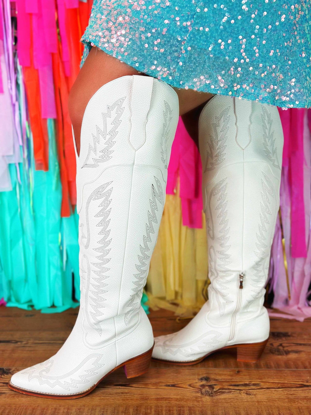 The Knight Cowgirl Wide Boots - Bone
