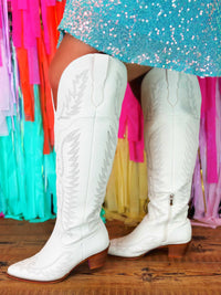Thumbnail for The Knight Cowgirl Wide Boots - Bone