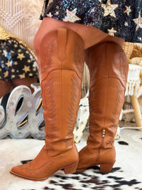 Thumbnail for The Knight Cowgirl Wide Boots - Brown