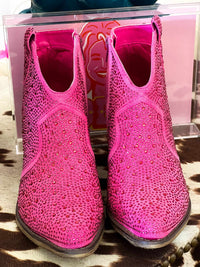 Pink Rhinestone Ankle Boots