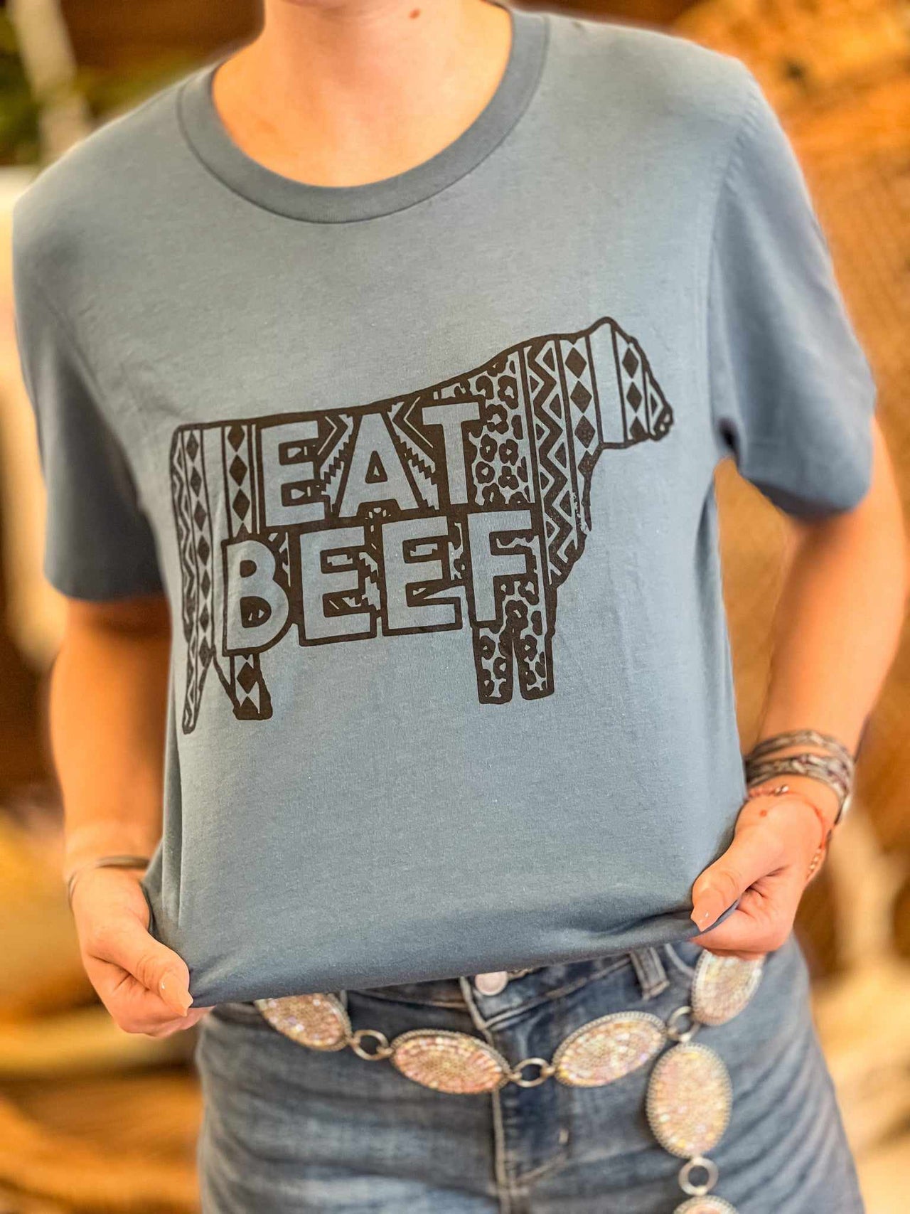Eat Beef Aztec Cow T shirt