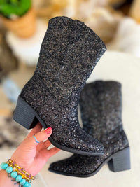 Thumbnail for Short black glitter boots!