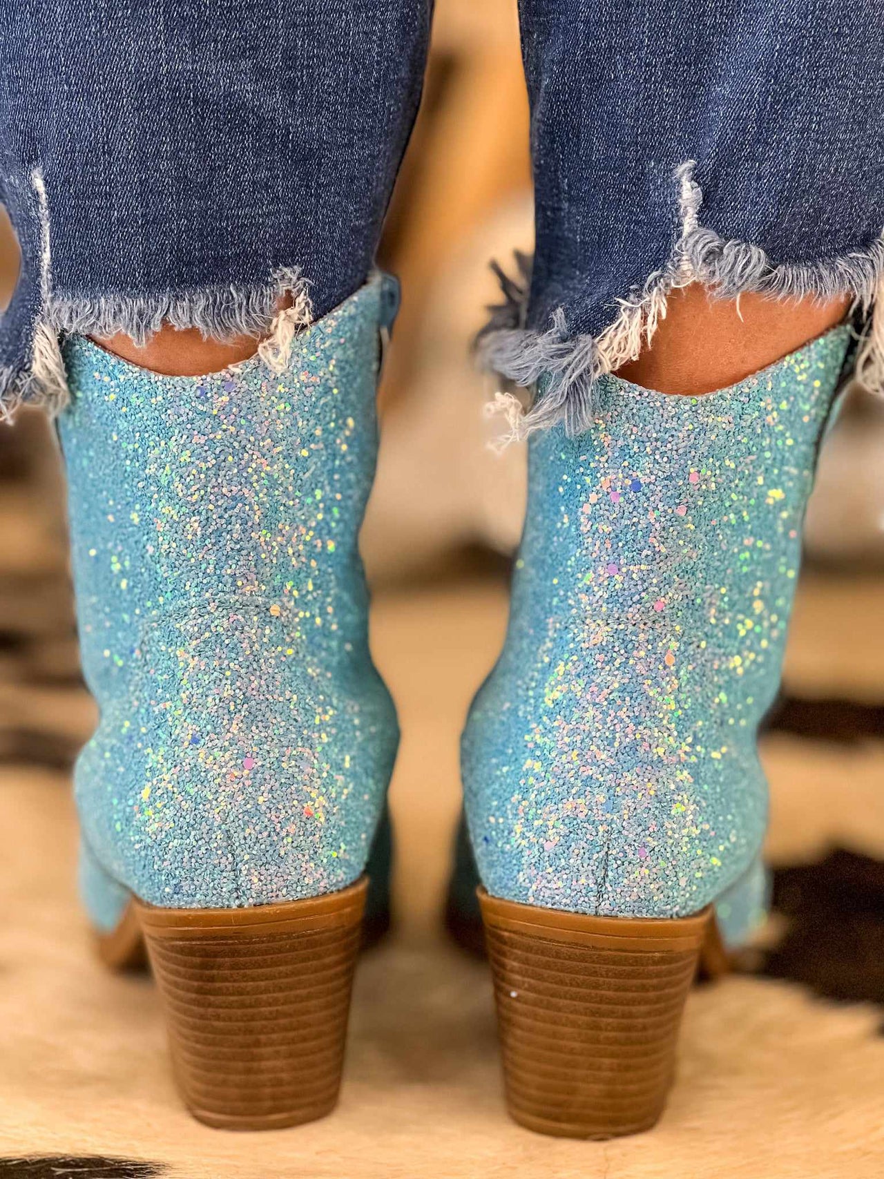 Glitter Me Dixie Turquoise Bootie