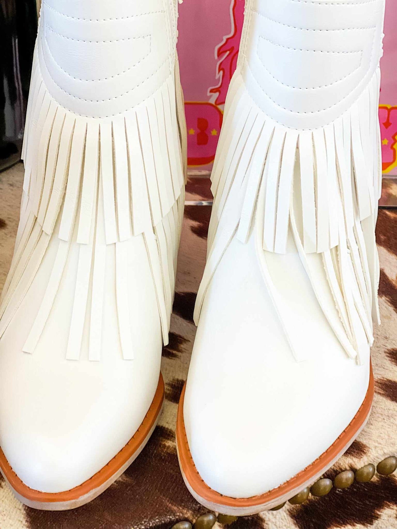 It's My Party Fringe Bootie - White