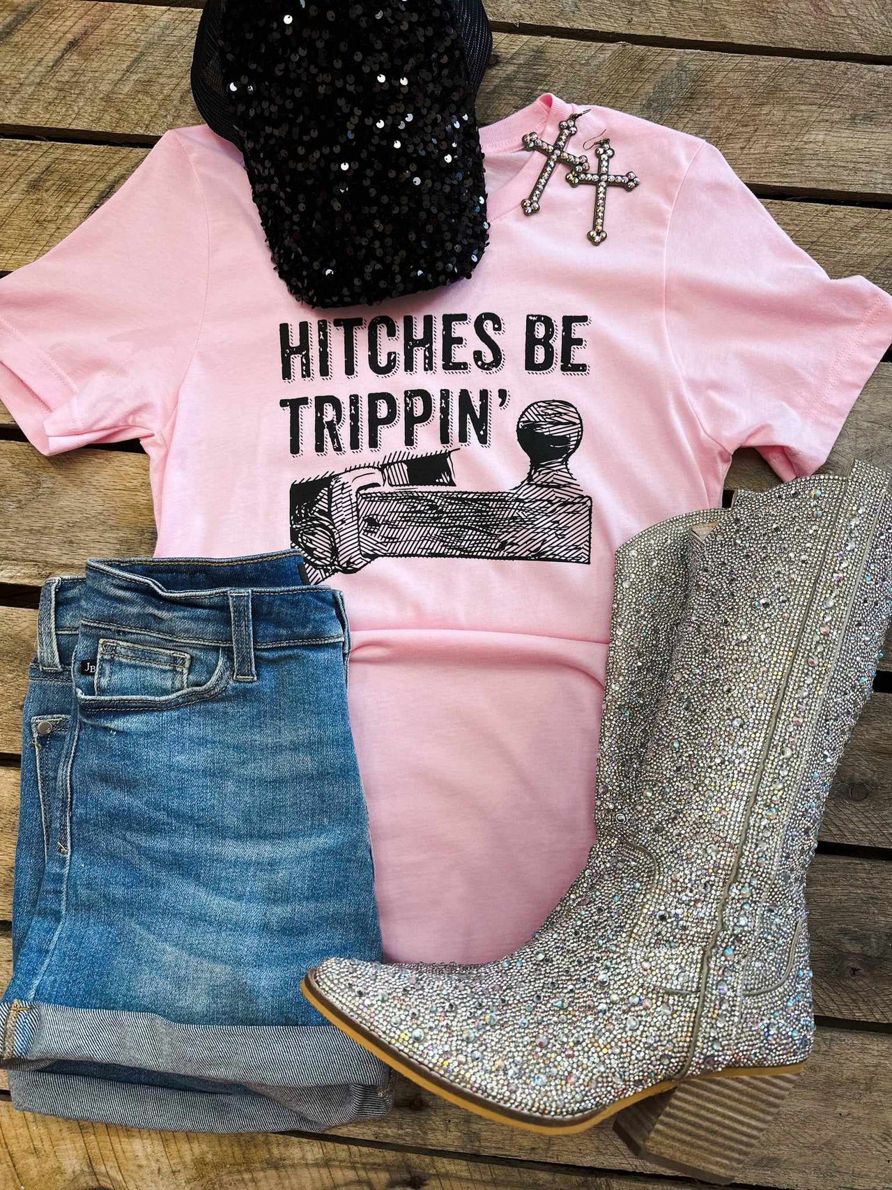Hitches Be Trippin Pink T shirt