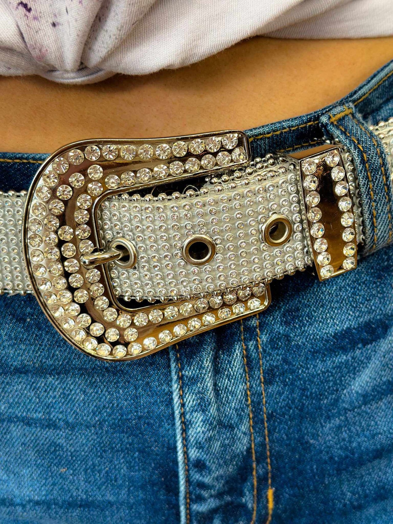 Accessories, Belt Western Rhinestone Belts Bling White Cowgirl Rodeo Party  Sparkly Belt