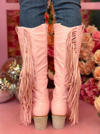 Thumbnail for Long Live Cowgirls Fringe Boots - Light Pink