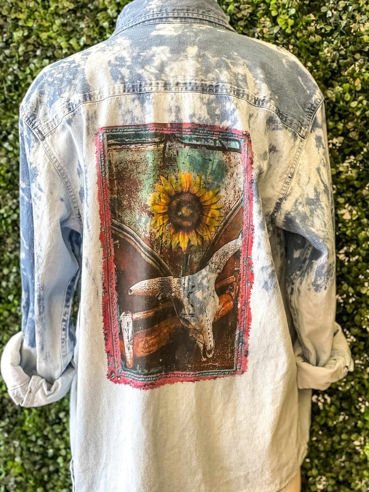 Skull and Sunflower Denim Shirt