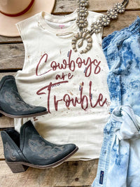 Thumbnail for Cowboys Are Trouble Raw Hem Tee
