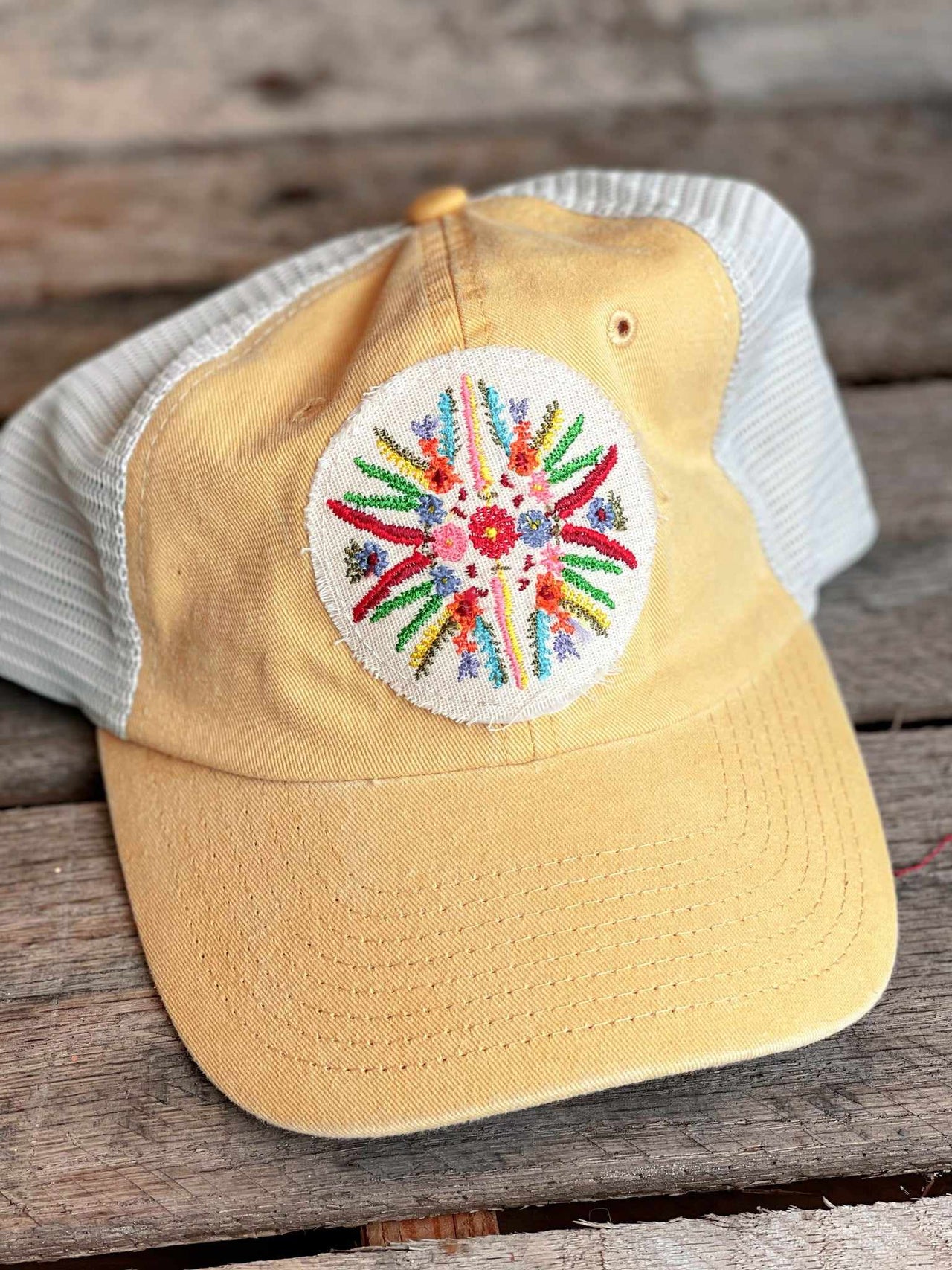Circle Floral Yellow Hat