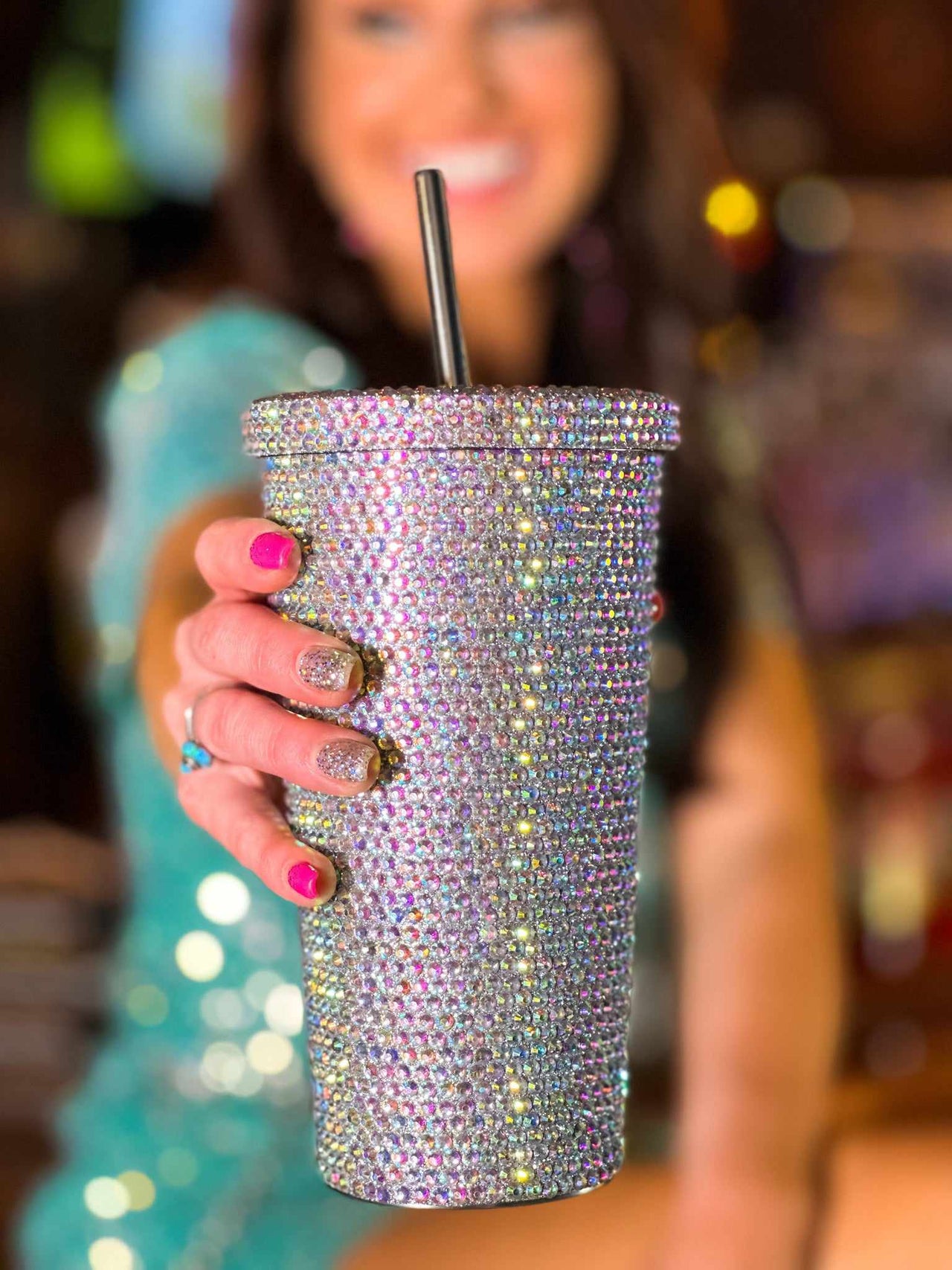 Sippin' Bling Cup - Silver Iridescent