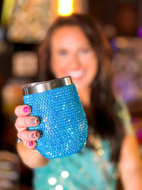 Thumbnail for Turquoise sparkle wine tumbler.