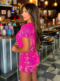 Thumbnail for Hot pink sequin romper.