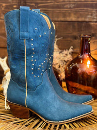 Thumbnail for Swindell Spindell Studded Navy Boots