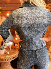 Thumbnail for The Jean Jacket - Leopard Vintage Black