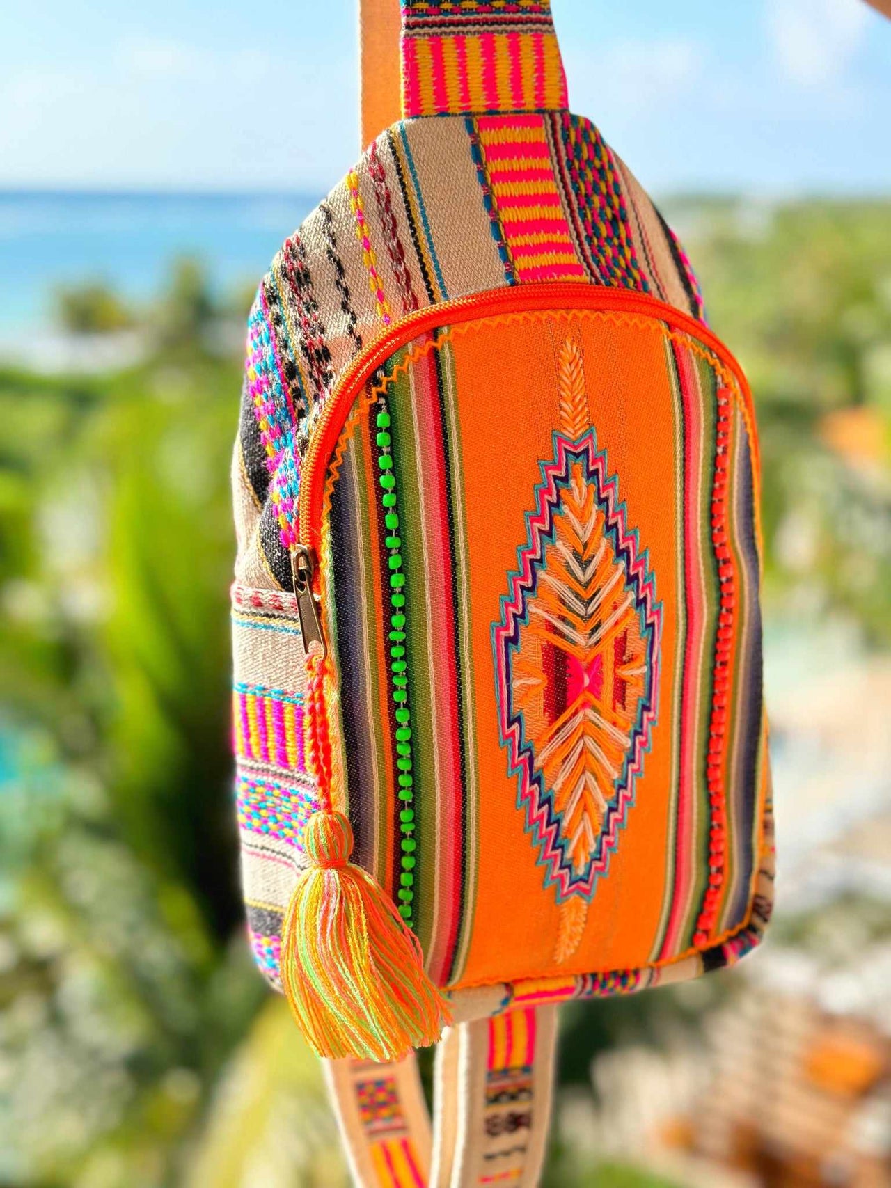 Aztec print sling bag
