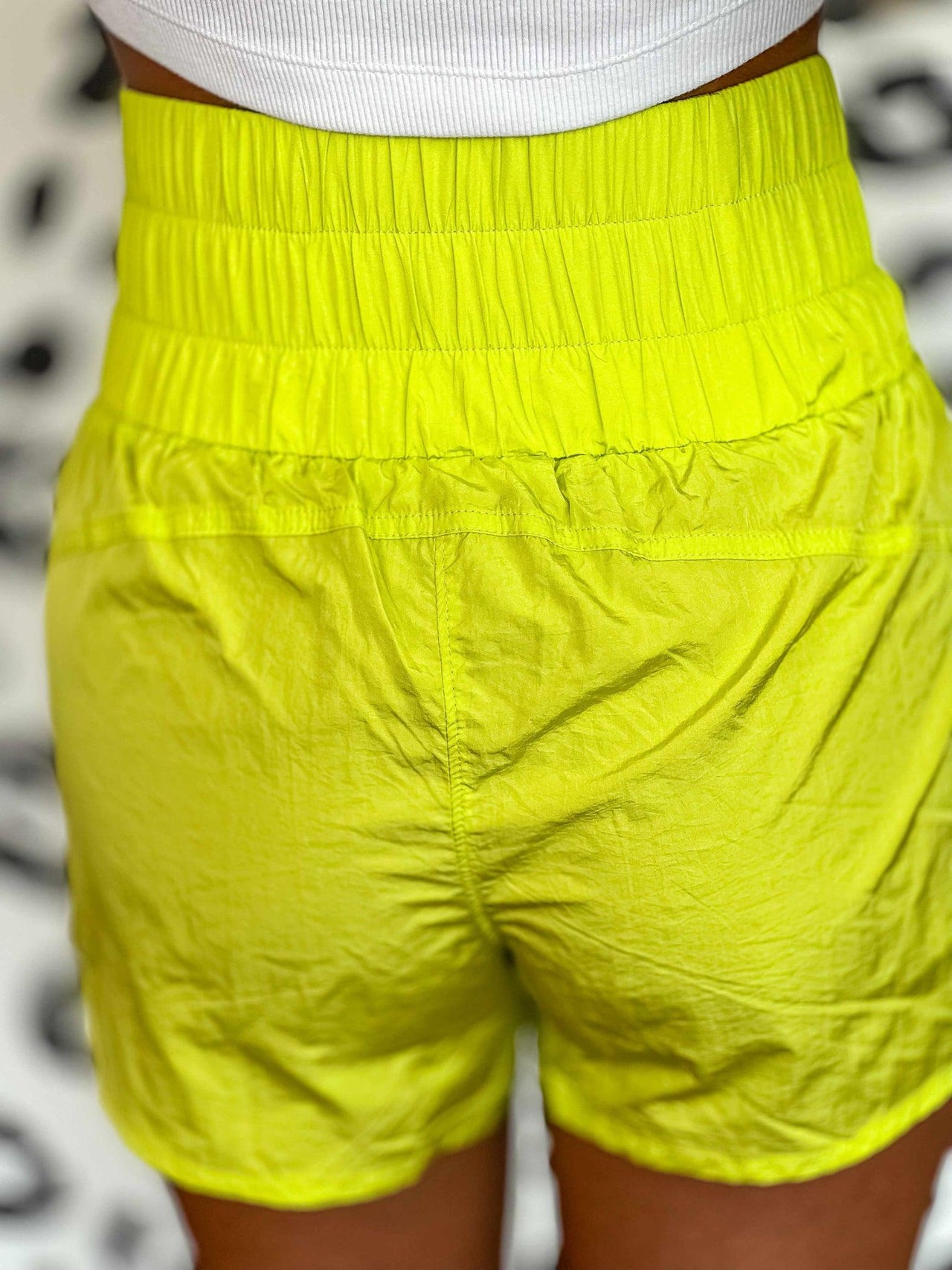 Wide Waist Active Wear Shorts - Lime