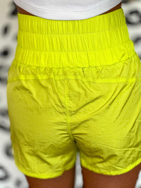Thumbnail for Wide Waist Active Wear Shorts - Lime