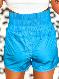 Thumbnail for Wide Waist Active Wear Shorts - Blue