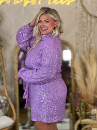 Thumbnail for Plus size purple sequin short dress.