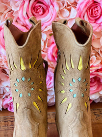 Thumbnail for Vintage Suede Brown Cowgirl Boots