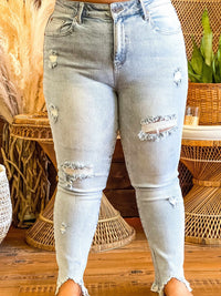 Thumbnail for plus size skinny jeans distressed