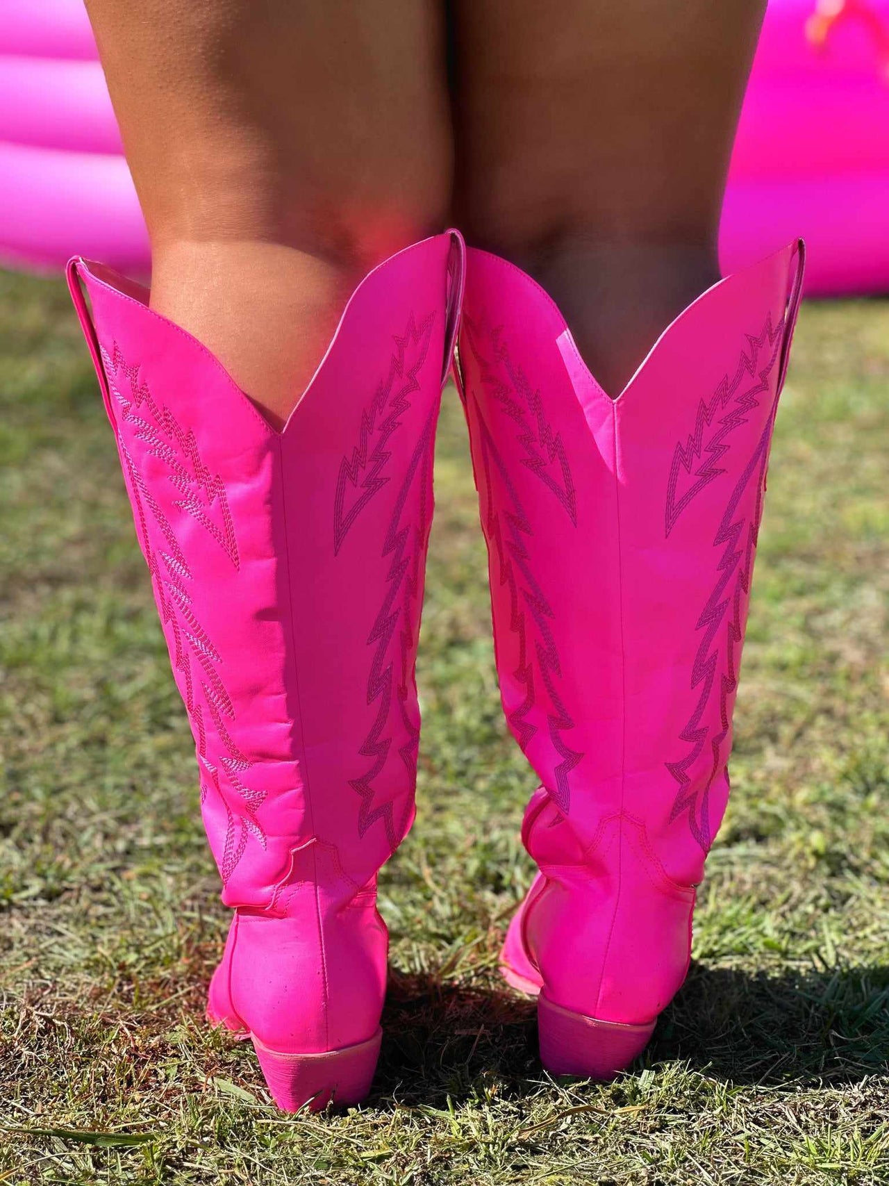 The Neon Cowgirl Wide Boots - Pink