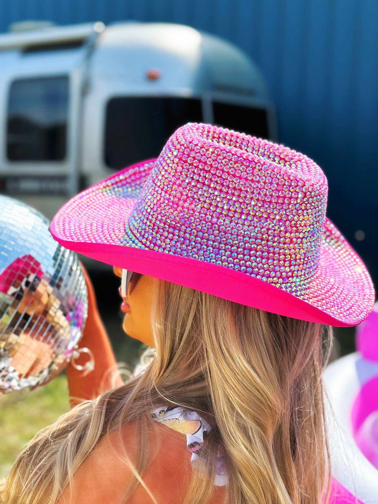 Pink rhinestone cowgirl hat