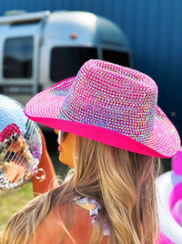Thumbnail for Pink rhinestone cowgirl hat