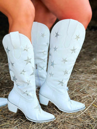 Thumbnail for Wide leg western boots with stars.