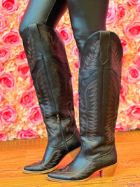 Thumbnail for Black leather western boots.
