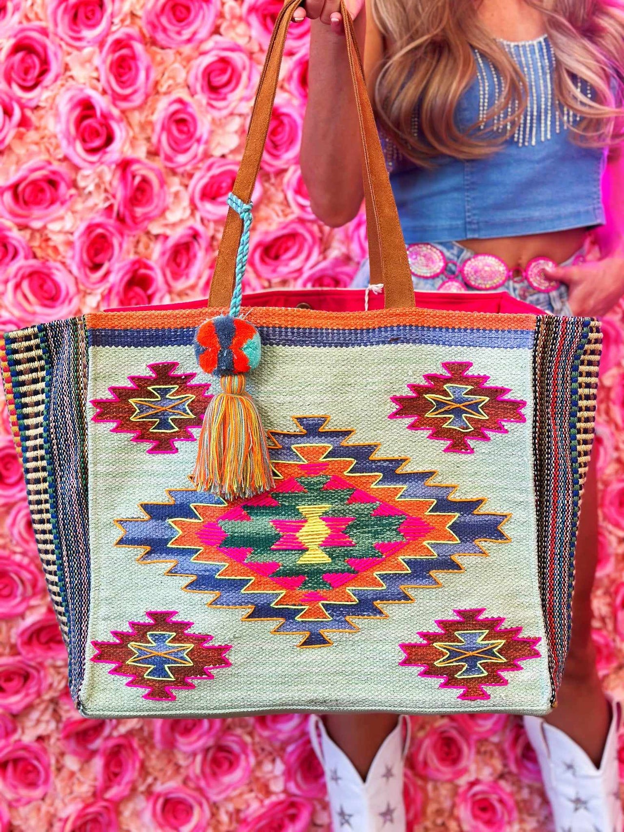 Shoulder strap in patterned canvas - Mela D'oro
