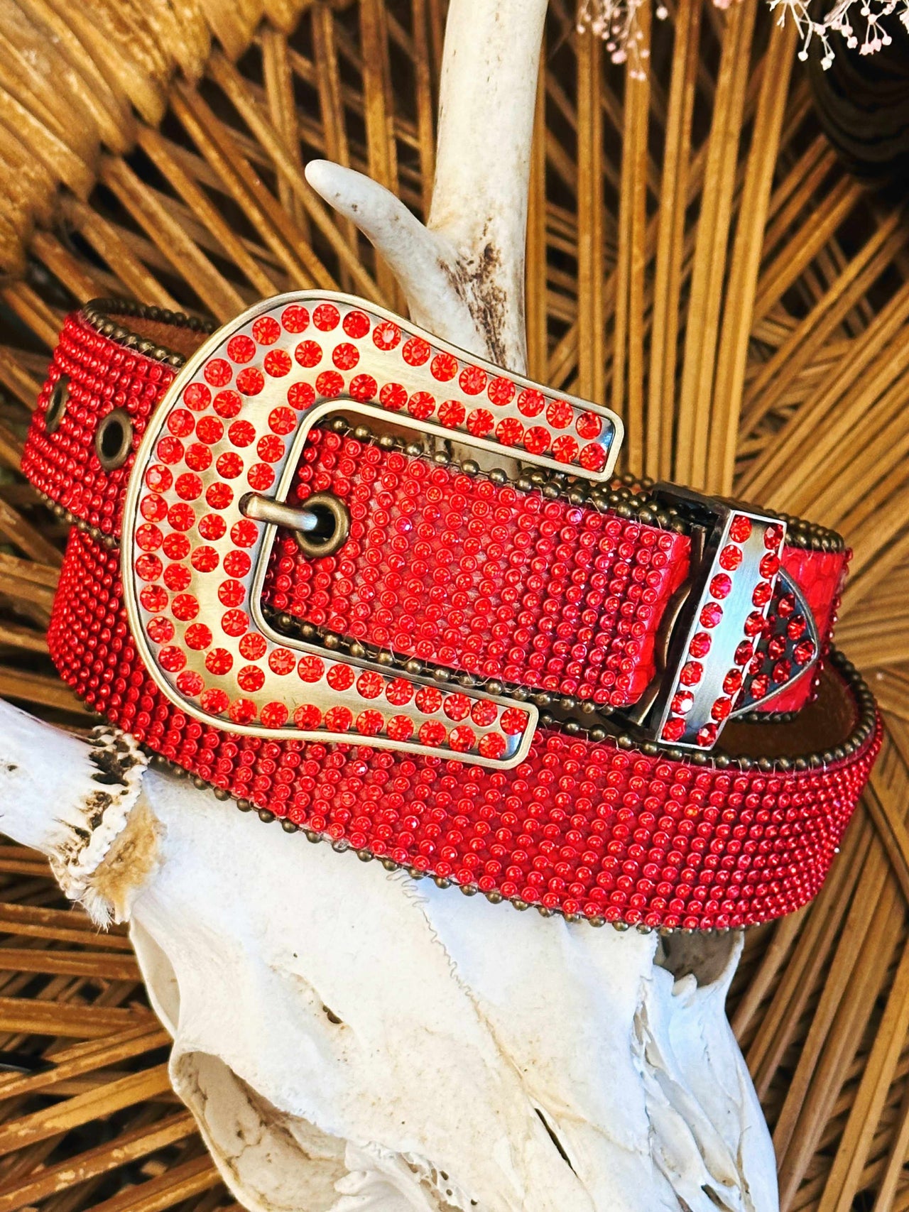 Rhinestone Cowgirl Belt - Red