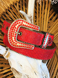 Thumbnail for Rhinestone Cowgirl Belt - Red