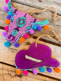 Thumbnail for Purple Glitter Steer Pom Poms Freshie