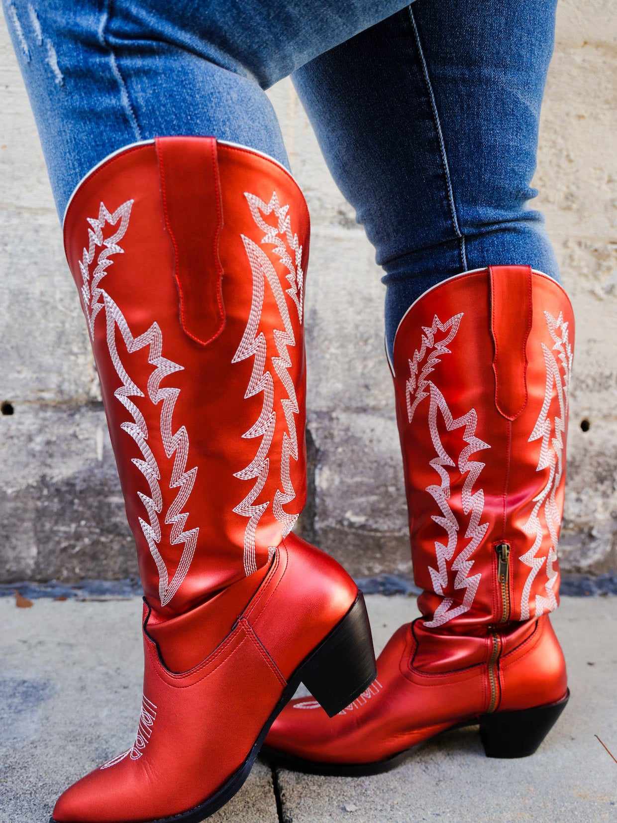 Red Western Boots-Wide Calf