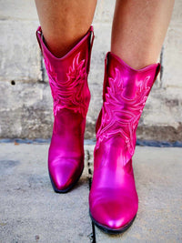 Thumbnail for Space Cowgirl Booties - Pink Metallic